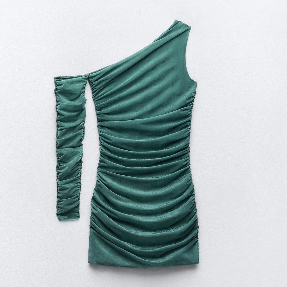 New Zara Fitted Asymmetrical Organza Dress Mini Dress Medium 2712/837 - Picture 5 of 8